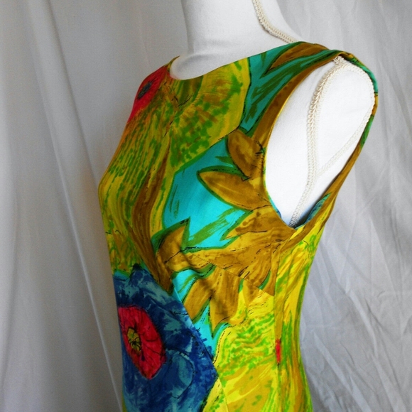 Vintage 60s Boho Hippie Hawaiian Maxi Dress Sz 4 - Picture 5 of 8